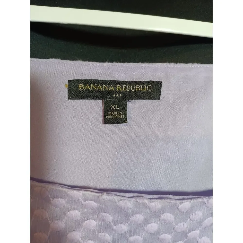 Banana Republic Factory Womens XL Lilac Sea Square Neck Ruffle Dot Blouse - Picture 3 of 5